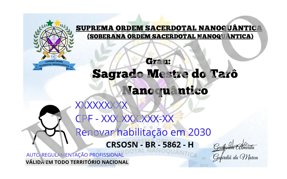 Material associado ao Sagrado Mestre do Tarô Nanoquântico®